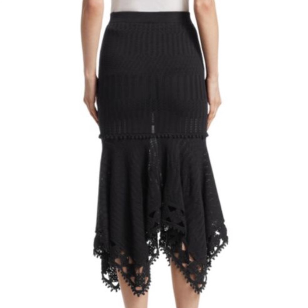 Jonathan Simkhai black crochet asymmetrical midi skirt
